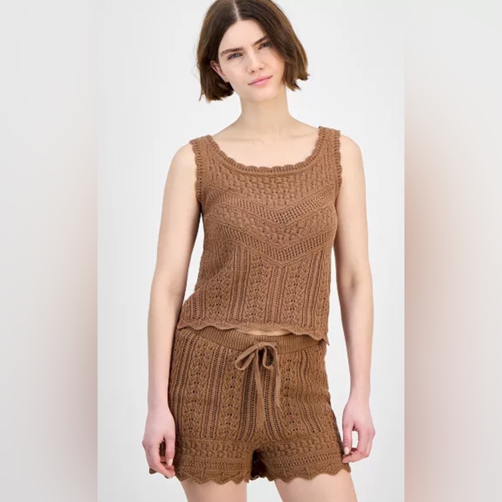 NWT Color of Summer Brown Vaca Boho Crochet Shorts Grannycore Vibes